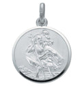 SILVER RND MED SAINT CHRISTOPHER SATIN LSA