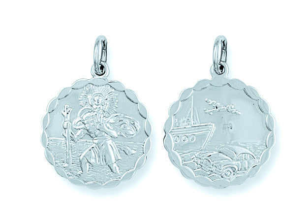 SILVER RND SML SAINT CHRIS POLISH LSA SCALLOP EDGE