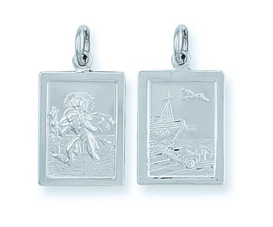 SILVER RECT MED SAINT CHRISTOPHER LAND SEA AIR REVERSE