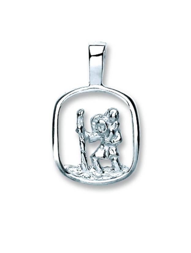 SILVER OVAL MED SAINT CHRISTOPHER OPEN WORK