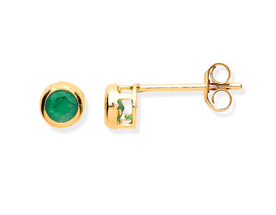 9CT YELLOW GOLD EMERALD STUD EARRINGS