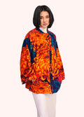 ORANGE & NAVY BLUE CRYSANTHEMUM VELVET JACKET by POWDER