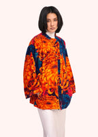 ORANGE & NAVY BLUE CRYSANTHEMUM VELVET JACKET by POWDER