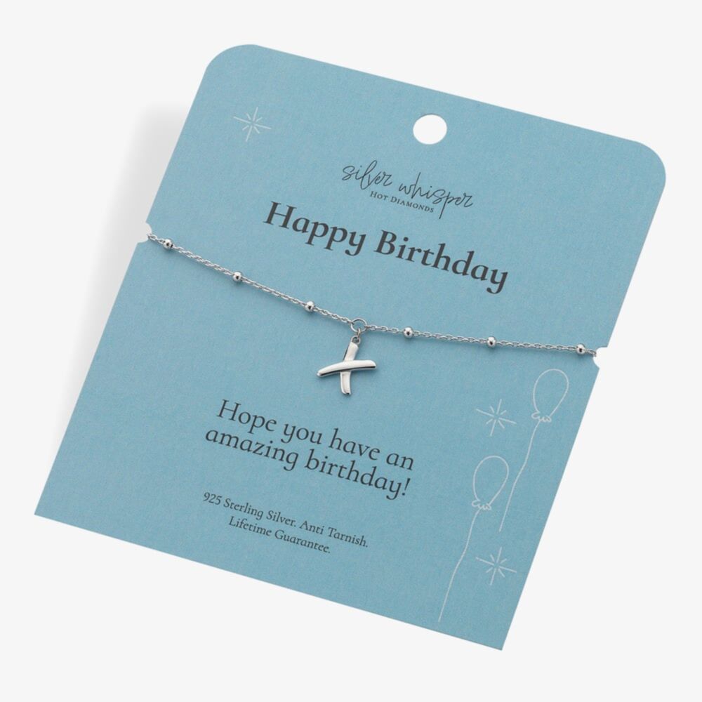 SILVER WHISPER HAPPY BIRTHDAY TRACE BEAD BRACELET