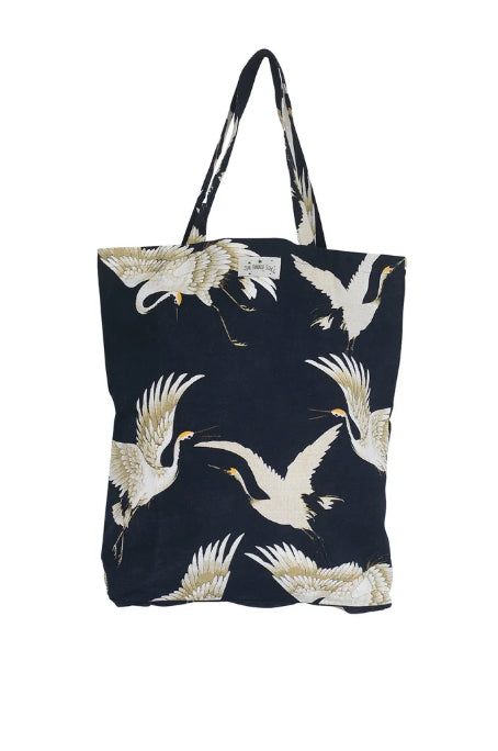 CRANE BLK VELVET TOTE BAG