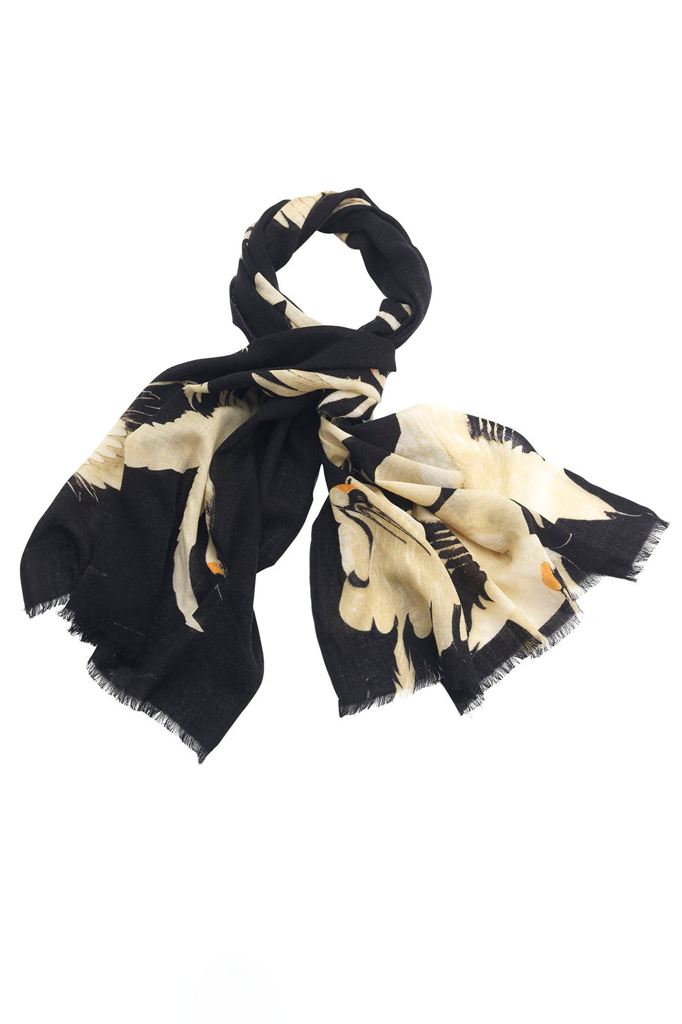BLK STORK WOOL SCARF by 100 Stars