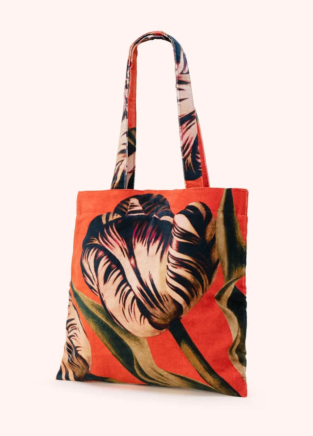 VELVET TULIP DESIGN TOTE BAG by POWDER