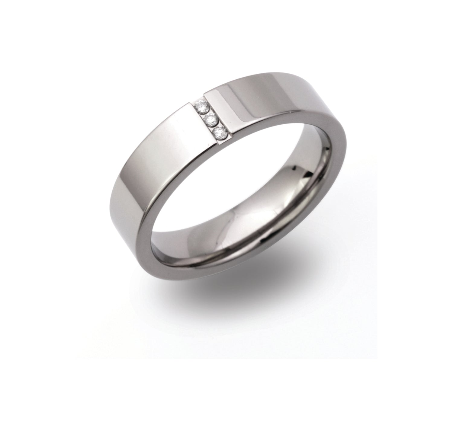 GNTS 5MM PLAIN POLISHED 3 DIA 0.03CT TITANIUM RING