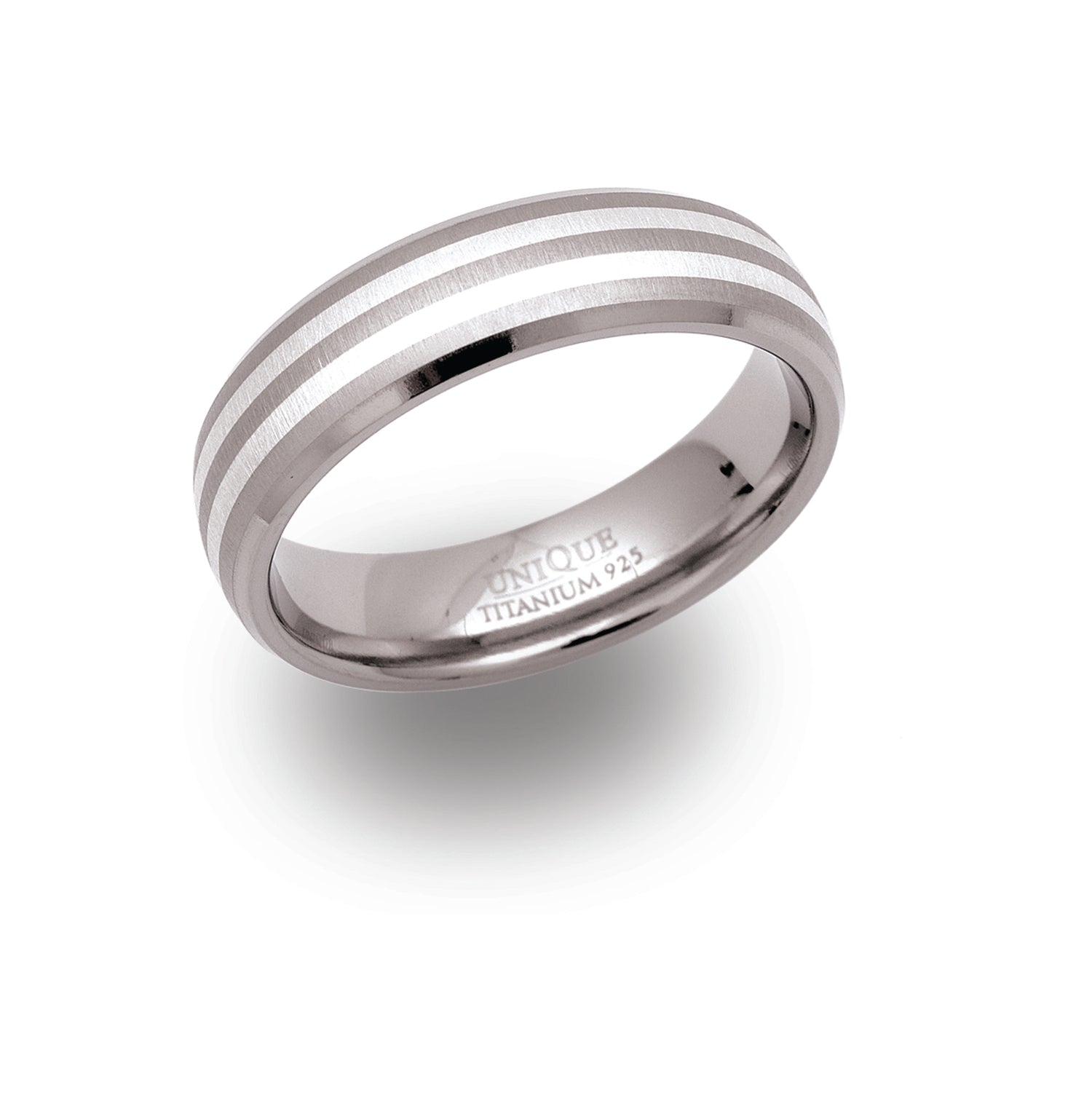 GNTS 6MM TITANIUM SILV INLAY RING