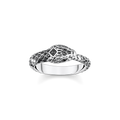 T SABO SILV BLKNED BLK CZ SNAKE RING