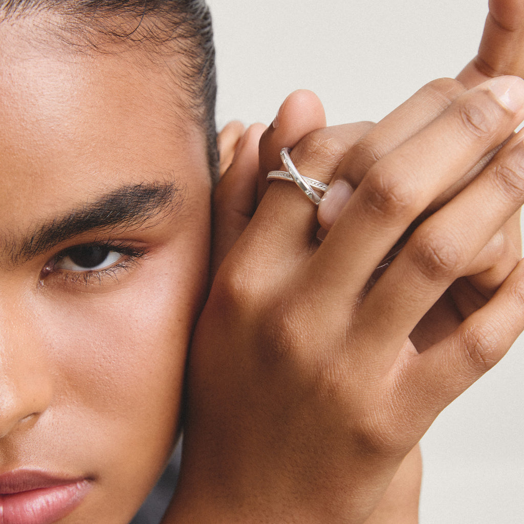 THOMAS SABO SILVER WHITE CZ TOGETHER LINKED RING