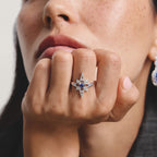 THOMAS SABO SILVER STAR DESIGN BLUE & WHITE CZ RING