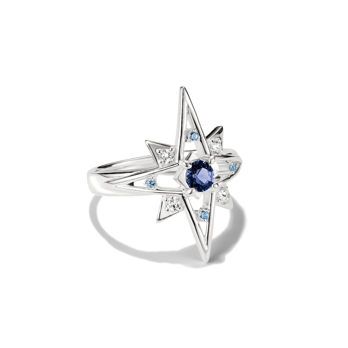 THOMAS SABO SILVER STAR DESIGN BLUE & WHITE CZ RING