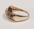Ladies 9ct Rainbow Cz stone 3 Row Channel Set Ring