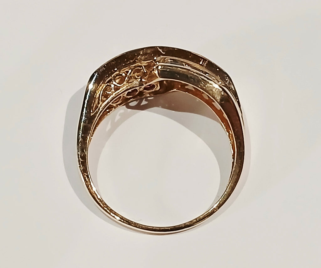 Ladies 9ct Rainbow Cz stone 3 Row Channel Set Ring