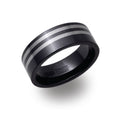 GNTS 8MM TUNGSTEN & BLK CERAMIC BAND RING