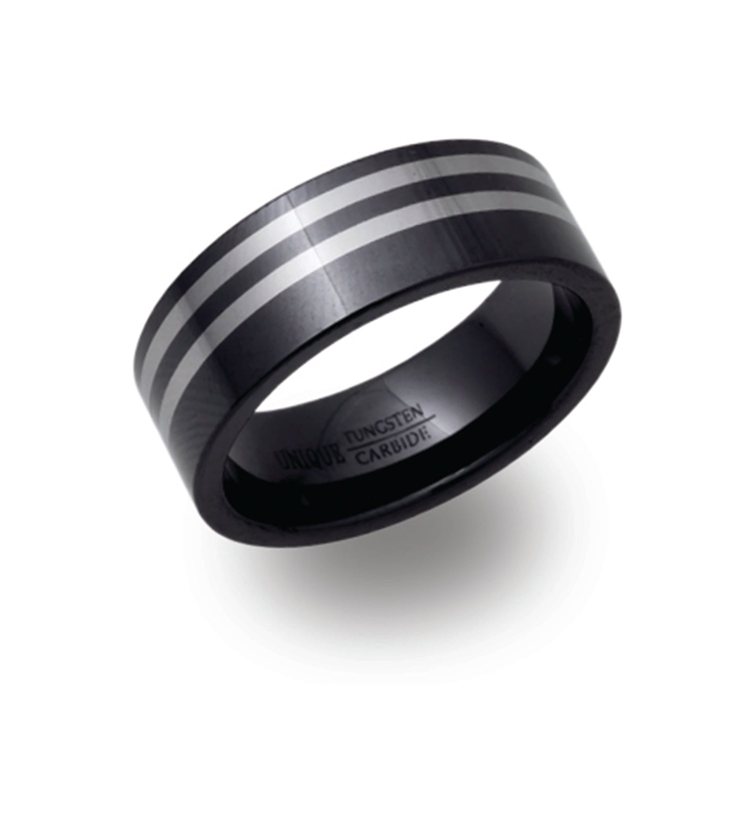 GNTS 8MM TUNGSTEN & BLK CERAMIC BAND RING