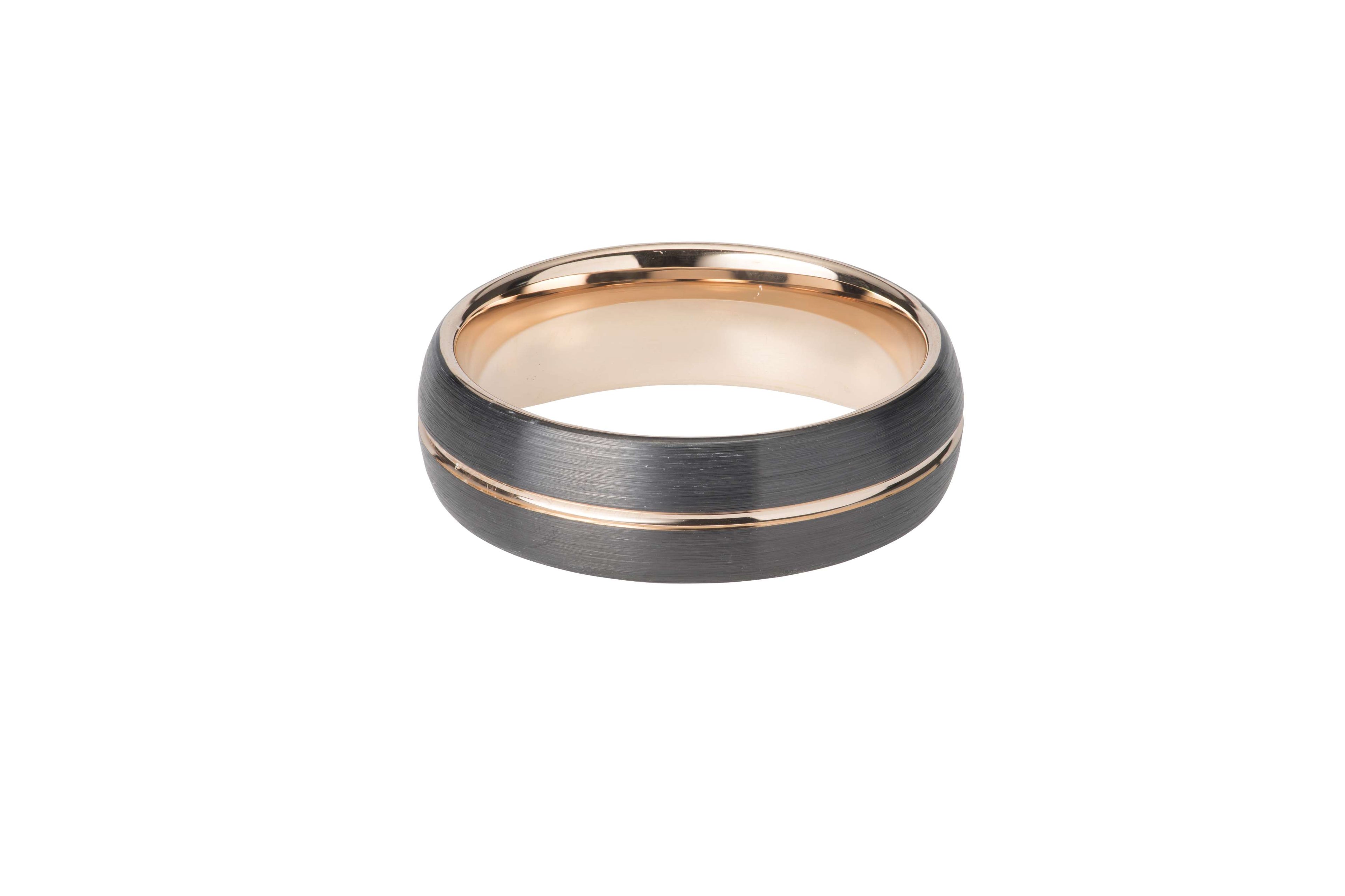 GNTS 7MM TUNGSTEN CARBIDE ROSE/BLK IP RING