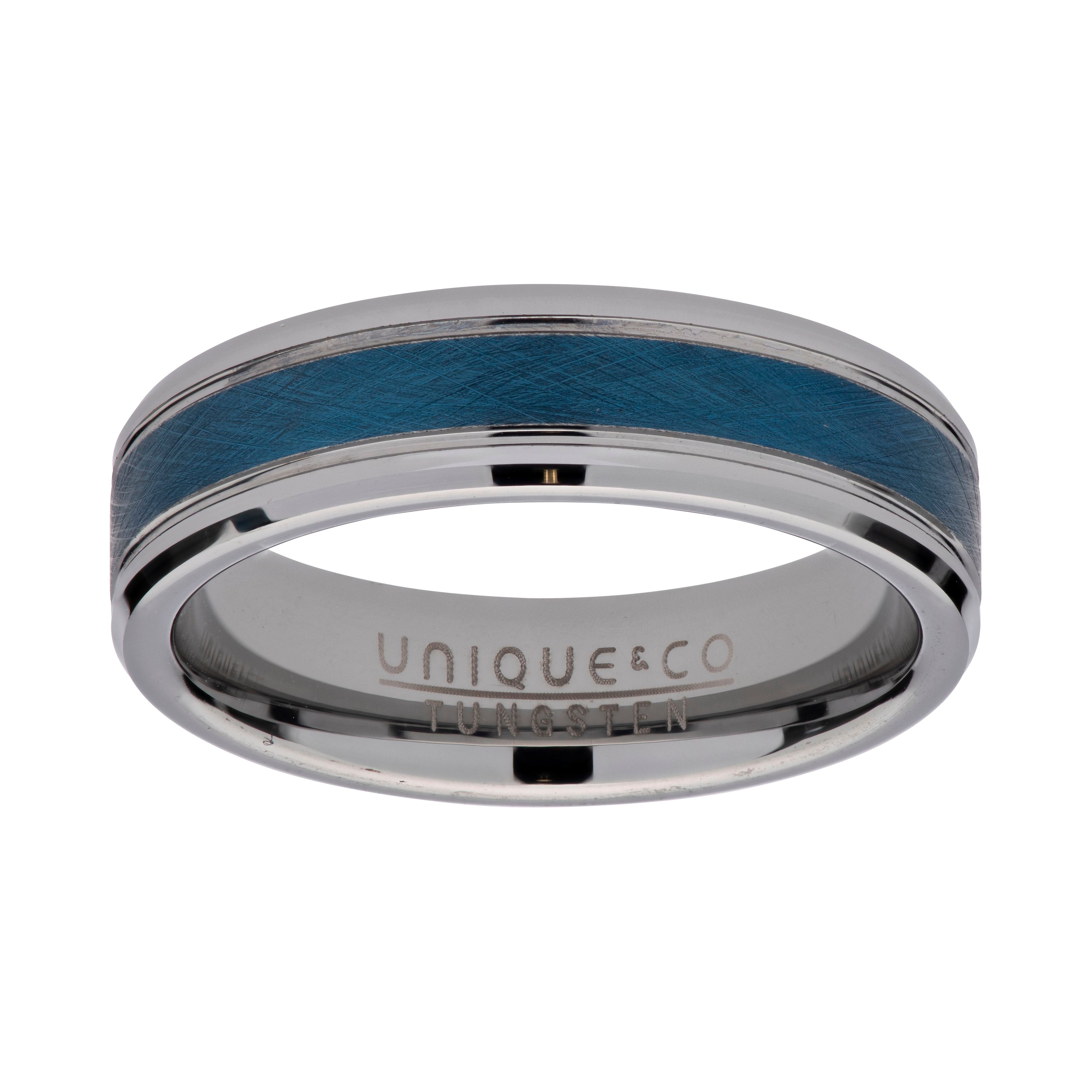 GNTS 6MM TUNGSTEN CARBIDE BLUE/BLK IP RING