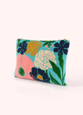BLUE BLOOMS COTTON TUFTED POUCH by POWDER