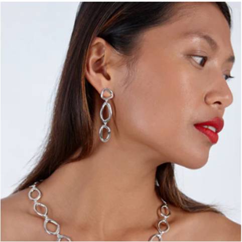 Silver Volcan Drop Earrings by Lucy Q