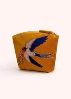 MUSTARD SWALLOW MINI VELVET POUCH