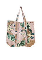 Crane design Pink Velvet Tote Bag
