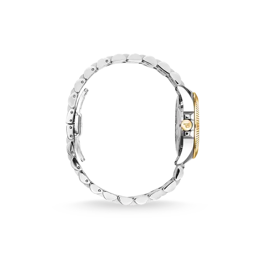THOMAS SABO BI COLOURED WHITE STONES BLACK DIAL BRACELET WATCH