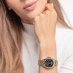 THOMAS SABO BI COLOURED WHITE STONES BLACK DIAL BRACELET WATCH