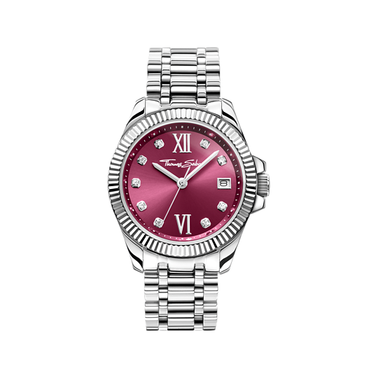 THOMAS SABO BURGUNDY WHITE STONES DIAL BRACELET WATCH