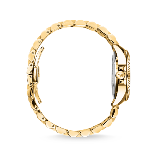 THOMAS SABO GOLD COLOURED WHITE STONES BLACK DIAL BRACELET WATCH