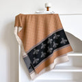 Elegant Retro Bee Print Winter Scarf in Brown