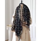 Elegant H-Pattern Shawl Scarf in Beige