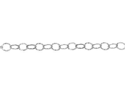 SILVER 11MM RND FLAT HAMMERED LINK TRACE BRACELET