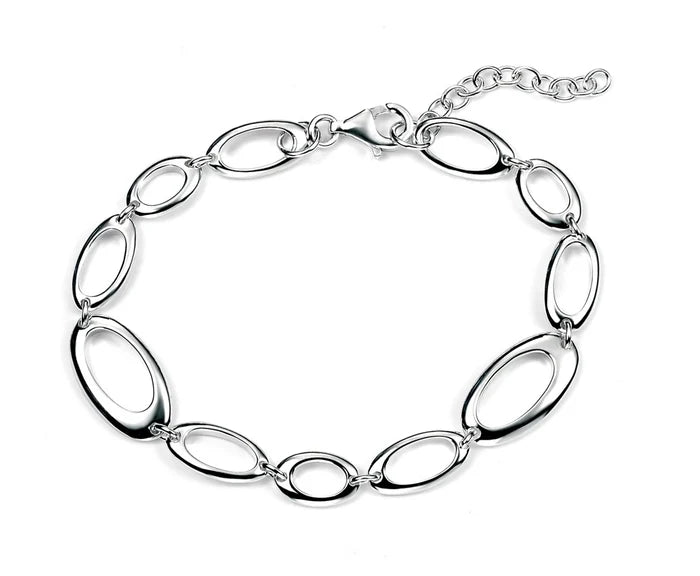 SILVER OVAL OPEN LINK SOLID BRACELET