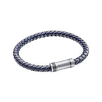 BLUE TWO TONE WOVEN LEATHER BRACELET by FRED BENNETT