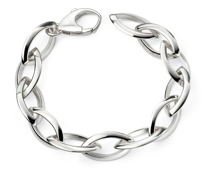 SILVER POL POINTED OVAL HW MARQ BRACELET