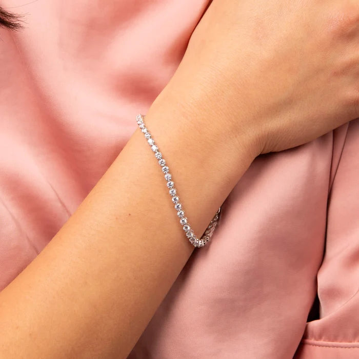 SILVER ZIRC  ZIRCONIA TENNIS CLAW BRACELET by DIAMONFIRE
