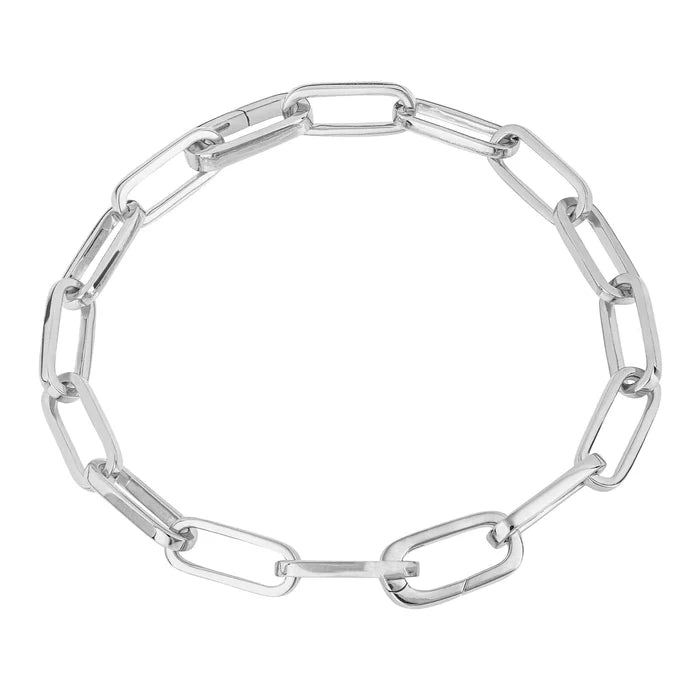 SILVER PLAIN POL ELONG PAPER LINK BRACELET