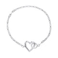 SILVER OVAL ELONG LINK WITH HEART FASTENER BRACELET