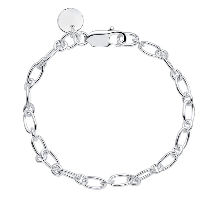 SILVER PLAIN POL 1&1 OVAL FIGARO BRACELET