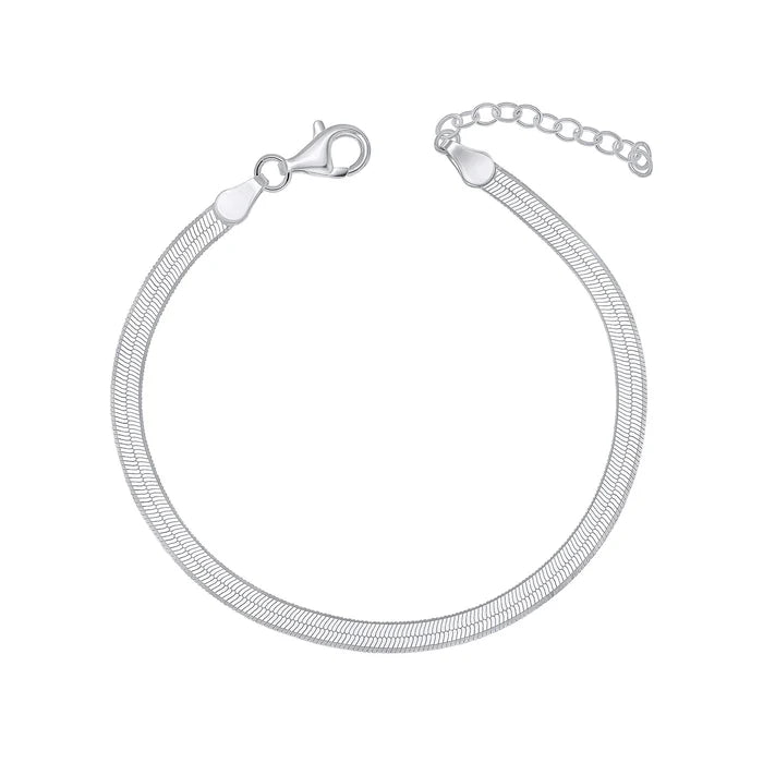 SILVER FLAT HERRINGBONE BRACLET