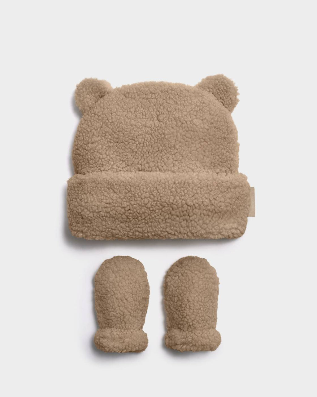 TAN BROWN BORG BABY HAT & MITTENS by KATIE LOXTON