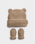 TAN BROWN BORG BABY HAT & MITTENS by KATIE LOXTON