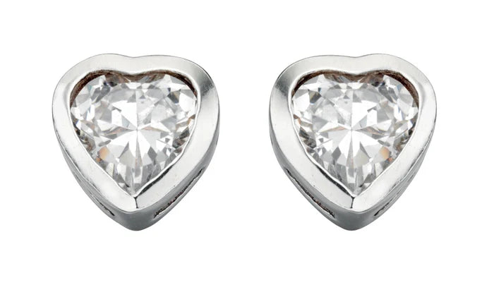 SILVER HEART CLR CZ RUBSET STUD ER