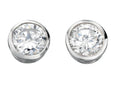SILVER RND CLR CZ RUBSET STUD EARRINGS