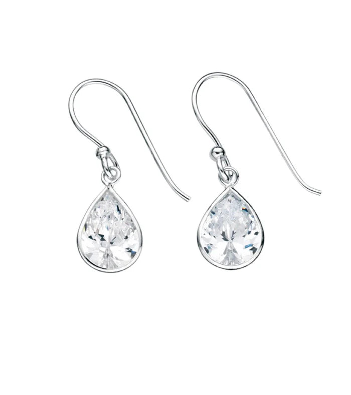 CORE | SILVER CZ TEARDROP WIRE EARRINGS