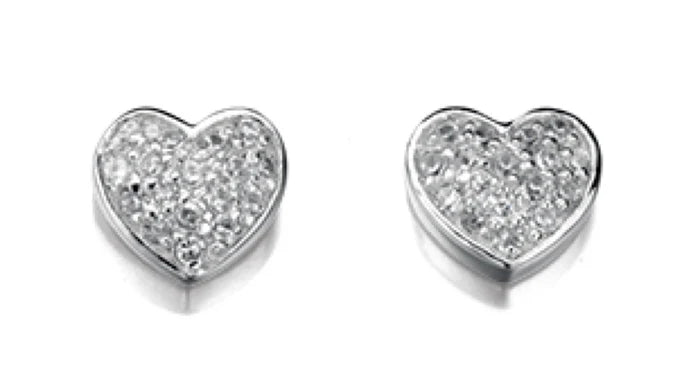 CORE | SILVER CZ PAVE HEART STUD EARRINGS