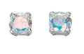 SILVER RAINBOW CZ SQ 4 CL. SET STUD EARRINGS