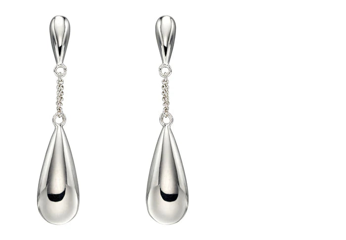 SILVER DOUBLE TEARDROP CHAIN DROP EARRINGS